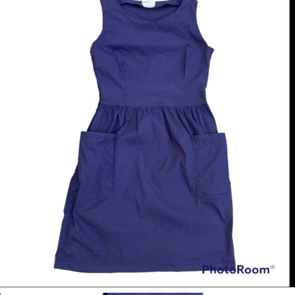 PRADA Blue Sleeveless Dress pleats pockets crisp cotton Women's Size 44 US 10